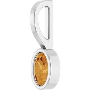 Platinum Natural Citrine Solitaire Charm/Pendant – image 2