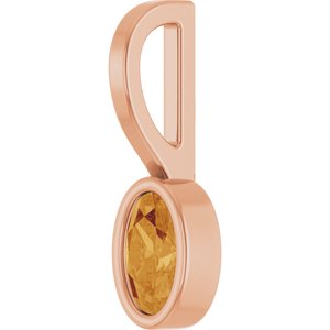 14K Rose Gold Natural Citrine Solitaire Charm/Pendant