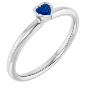 Platinum Natural Blue Sapphire Stackable Ring