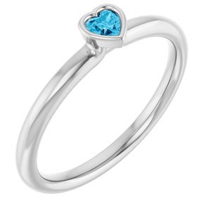 Platinum Natural Aquamarine Stackable Ring