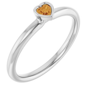 Platinum Natural Citrine Stackable Ring