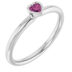 Platinum Natural Pink Tourmaline Stackable Ring