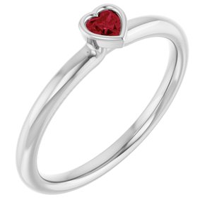 Platinum Lab-Grown Ruby Stackable Ring