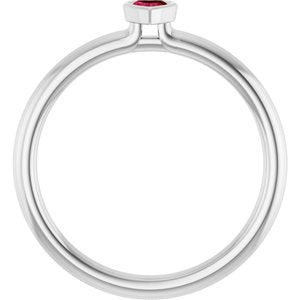 Platinum Lab-Grown Ruby Stackable Ring