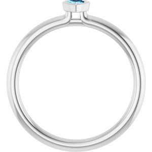 Platinum Natural Aquamarine Stackable Ring