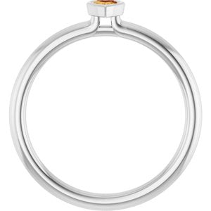 Platinum Natural Citrine Stackable Ring