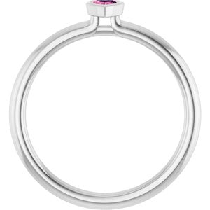 Platinum Natural Pink Tourmaline Stackable Ring