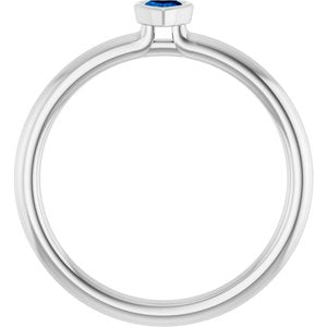 Platinum Natural Blue Sapphire Stackable Ring