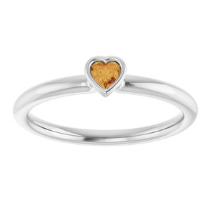 Platinum Natural Citrine Stackable Ring
