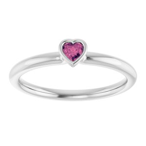 Platinum Natural Pink Tourmaline Stackable Ring