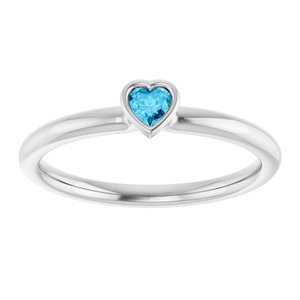 Platinum Natural Aquamarine Stackable Ring