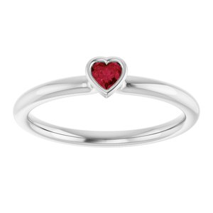 Platinum Lab-Grown Ruby Stackable Ring