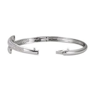14K White Gold 3 CTW Natural Diamond Bangle 6 1/2" Bracelet