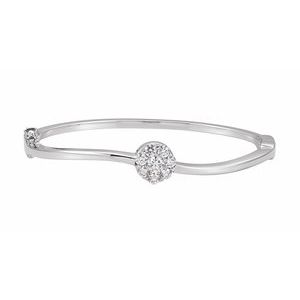 14K Yellow/White Gold Cluster Bangle 6 1/2" Bracelet Mounting