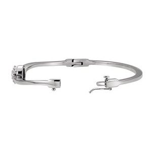 14K White Gold 1 CTW Natural Diamond Cluster Bangle 6 1/2" Bracelet – image 2