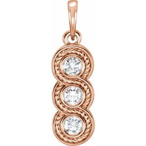 14K Rose Gold 1/4 CTW Natural Diamond Three-Stone Pendant