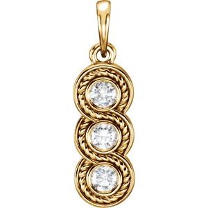 14K White Gold 1/4 CTW Natural Diamond Three-Stone Pendant