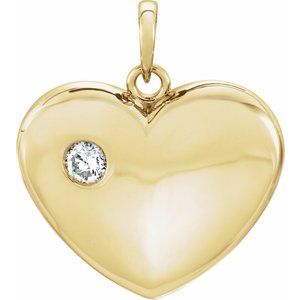 14K Yellow Gold 1/6 CT Natural Diamond Heart Pendant