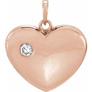 14K Rose Gold 1/6 CT Natural Diamond Heart Pendant