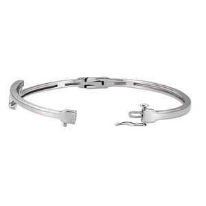 14K X1 White Gold  3.2 mm Square Three-Stone Bangle 6 1/2" Bracelet Mounting – image 2