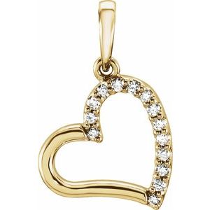 14K Yellow Gold .07 CTW Natural Diamond Heart Pendant