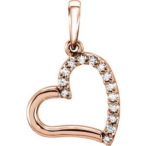 14K Rose Gold .07 CTW Natural Diamond Heart Pendant
