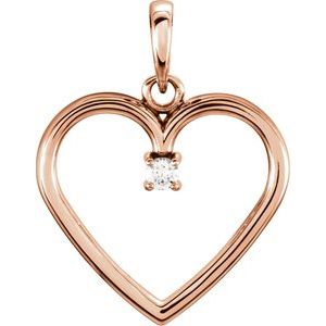 14K Rose Gold .025 CTW Natural Diamond Heart Pendant
