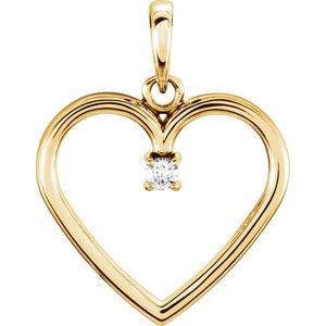 14K Yellow Gold .02 CTW Natural Diamond Heart Pendant