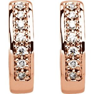 14K Rose Gold 1/6 CTW Natural Diamond 12.1 mm Hoop Earrings – image 2