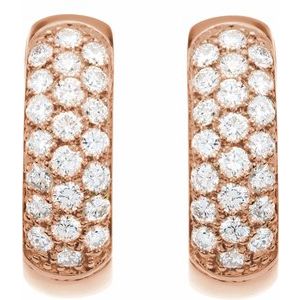 14K Rose Gold 7/8 CTW Lab-Grown Diamond Hoop Earrings