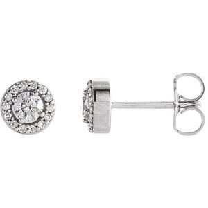 14K White Gold 1/4 CTW Natural Diamond Halo-Style Earrings