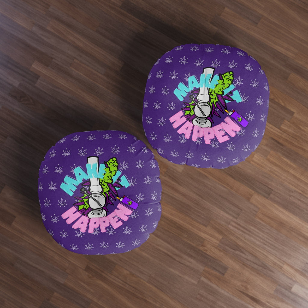 Make It Happen Cannabis, Bong, & Lighter Tufted Floor Pillow, Round
