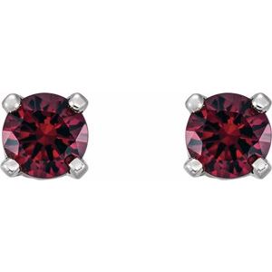 14K White Gold Imitation Mozambique Garnet Youth Earrings – image 2