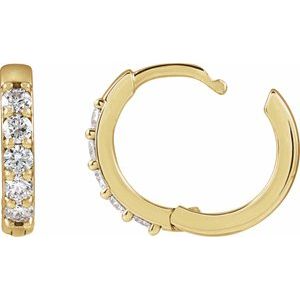 14K Yellow Gold 1/4 CTW Lab-Grown Diamond Hinged 12.5 mm Hoop Earrings – image 2
