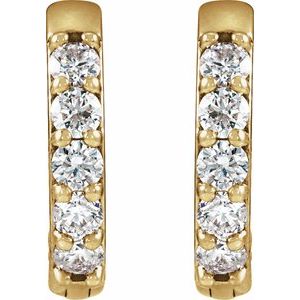 14K Yellow Gold 1/4 CTW Natural Diamond Hinged 12.5 mm Hoop Earrings – image 3