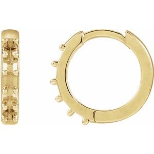 14K Yellow Gold 1.3 mm Round Accented 10 mm Hoop Earring Mounting