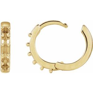 14K Yellow Gold 1.3 mm Round Accented 10 mm Hoop Earring Mounting – image 3