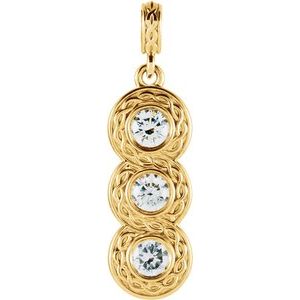 14K Yellow Gold 1/3 CTW Natural Diamond Three-Stone Pendant