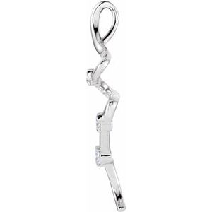 14K White Gold 3/8 CTW Natural Diamond Three-Stone Pendant