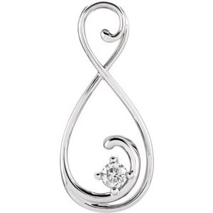 14K White Gold 1/3 CT Natural Diamond Freeform Pendant