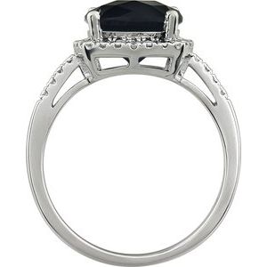 14K White Gold Natural Black Onyx & .03 CTW Natural Diamond Ring
