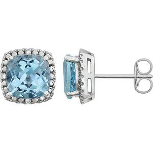 14K White Gold Natural Mozambique Garnet & .06 CTW Natural Diamond Earrings – image 3