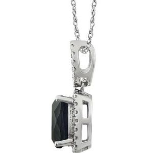 14K White Gold Natural Black Onyx & .03 CTW Natural Diamond 18" Necklace