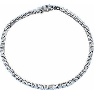 14K White Gold Natural Aquamarine Line 7.25" Bracelet – image 4