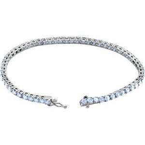 14K White Gold Natural Aquamarine Line 7.25" Bracelet – image 2