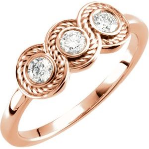 14K Rose Gold 1/3 CTW Natural Diamond Three-Stone Ring