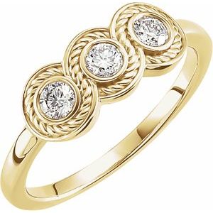 14K Yellow Gold 1/3 CTW Natural Diamond Three-Stone Ring
