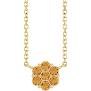 14K Yellow Gold Natural Citrine Cluster 18" Necklace