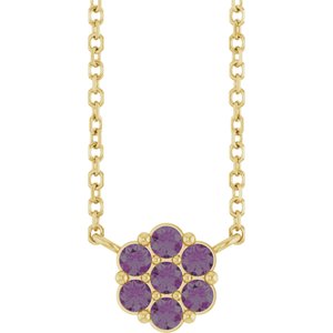 14K Yellow Gold Lab-Grown Alexandrite Cluster 18" Necklace