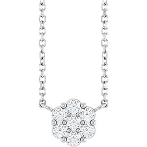 Sterling Silver Natural White Sapphire Cluster 18" Necklace